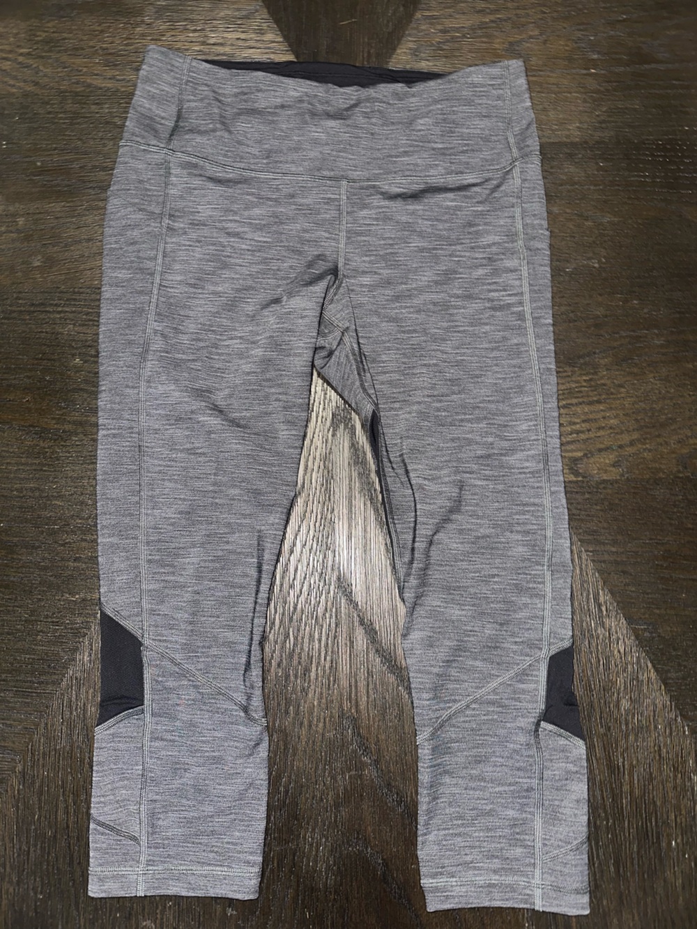 lululemon athletica Gray Cropped Leggings with Black Panels